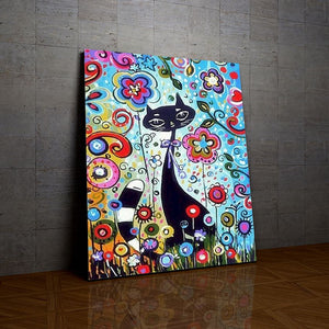 Chat et Fleurs de la collection nouveauté en peinture par numéro sue Wall Factory