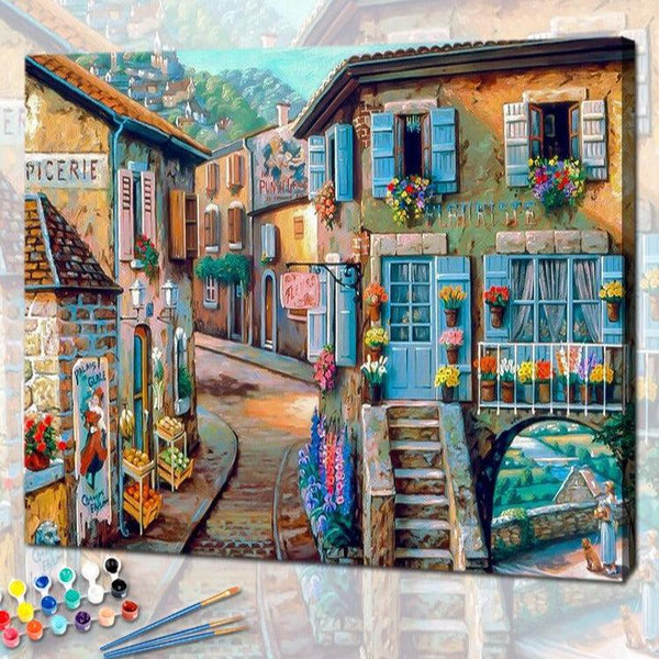 Rue du Vieux Village de la collection nouveauté en peinture par numéro sue Wall Factory