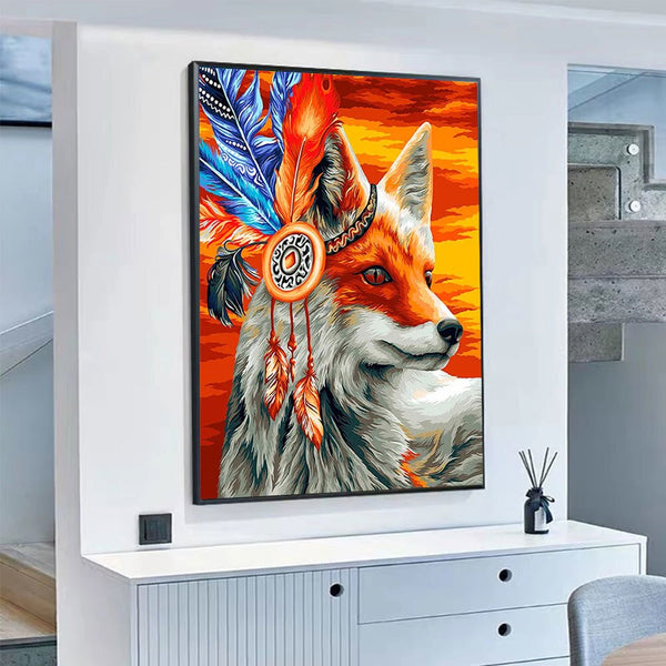 Diamantstickerei und Hauptbild des Diamond Painting namens Diamantstickerei - Apachenfuchs nur auf Wall Factory