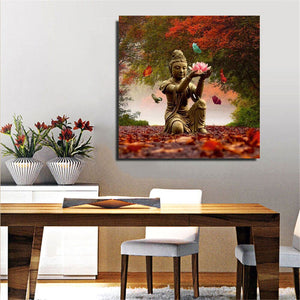 Diamantstickerei und Hauptbild des Diamond Painting namens Diamondstickerei - Buddha Lotus nur auf Wall Factory