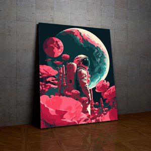 Astronaute et Fleurs Roses de la collection nouveauté en peinture par numéro sue Wall Factory