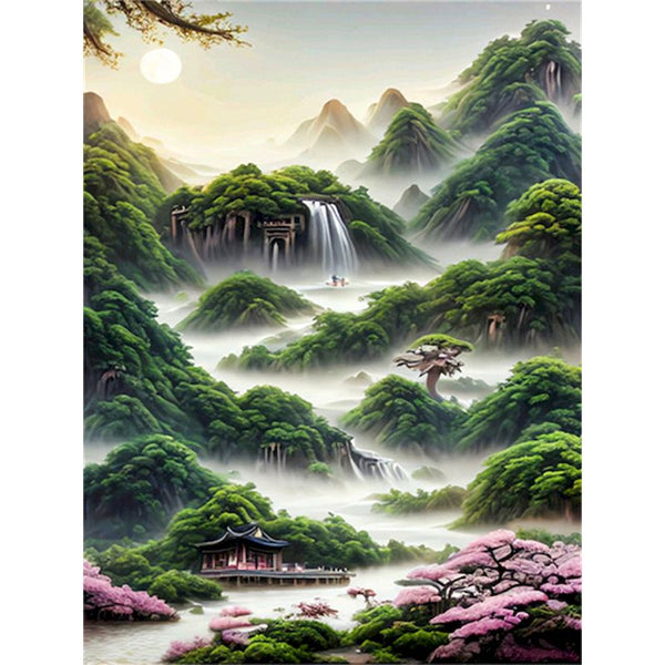Cascade Japonaise la peinture par numéros ou numéro d'art sur Wall Factory