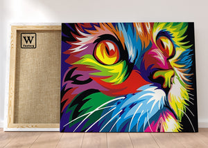 Le résultat d'une peinture par numéro de notre best seller le chat coloré collection pop-art