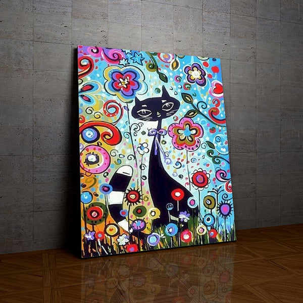 Chat et Fleurs de la collection nouveauté en peinture par numéro sue Wall Factory