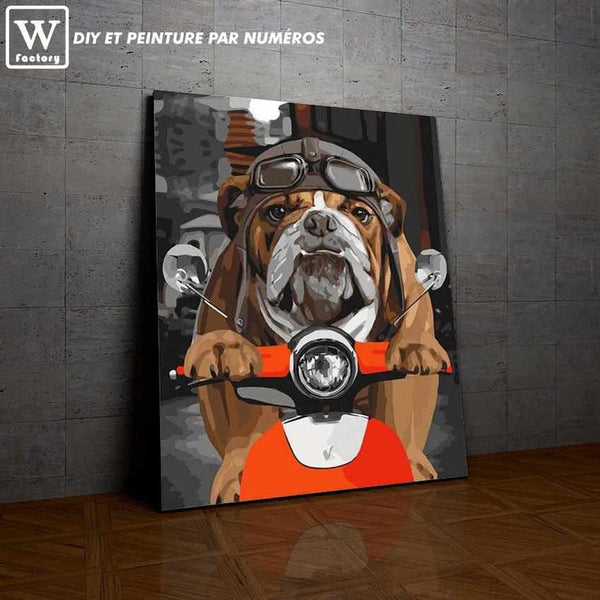 Bulldogge und Piaggio das Malen nach Zahlen oder Kunstnummer auf Wall Factory