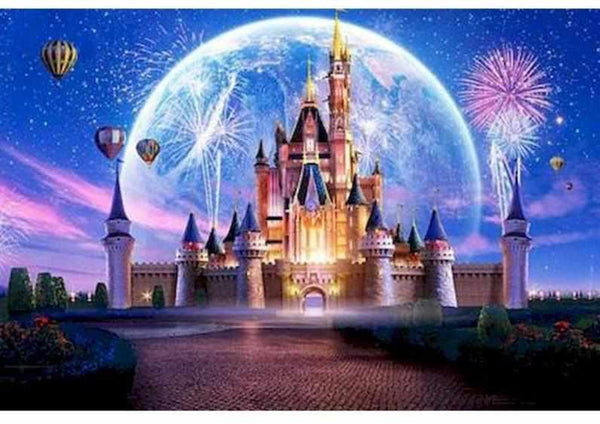 Pinceaux et toile de la peinture par numéro : Château Disney