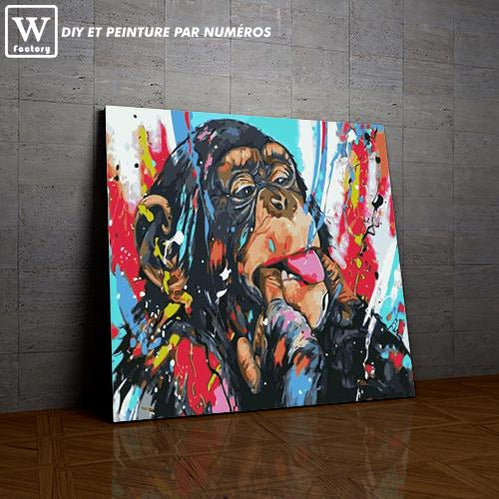 Chimpanzé Grimace la peinture par numéros ou numéro d'art sur Wall Factory