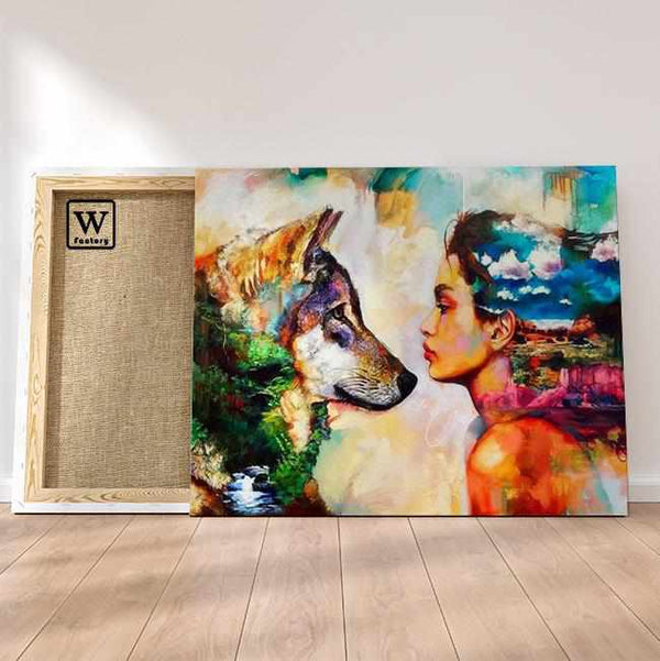 La Femme et le Loup de la collection nouveauté en peinture par numéro sue Wall Factory