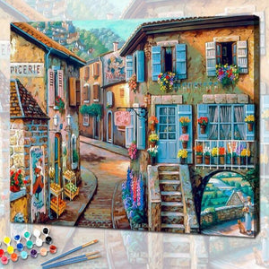 Rue du Vieux Village de la collection nouveauté en peinture par numéro sue Wall Factory