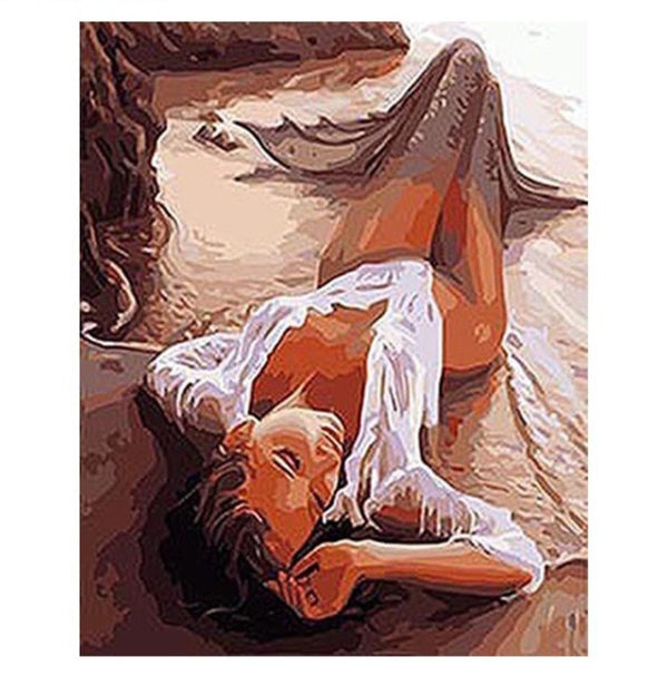 Pinceaux et toile de la peinture par numéro : Mermaid