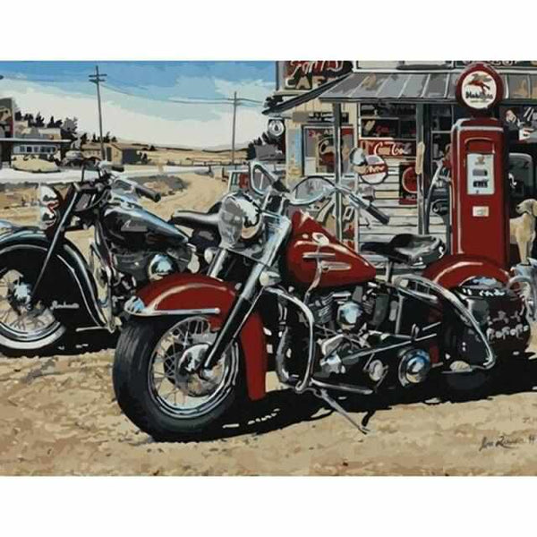 Pinceaux et toile de la peinture par numéro : Harley