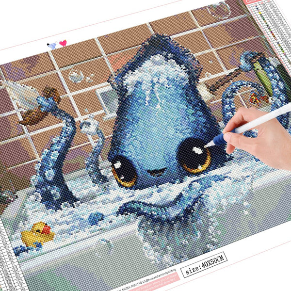 Broderie Diamant - Seiche dans son Bain