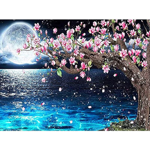 Cerisier devant la Lune la peinture par numéros ou numéro d'art sur Wall Factory