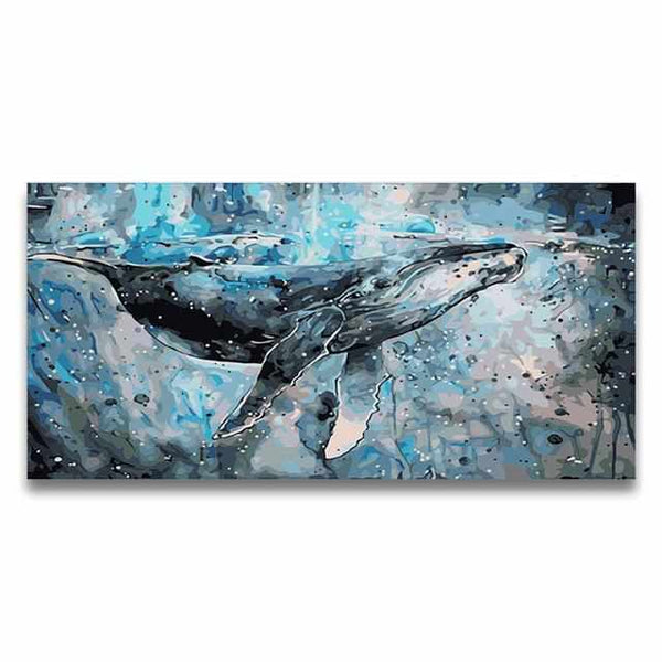 L'image de notre peinture par numéro, sans cadre et sans support, découvrez notre Baleine Bleue, et faites votre choix parmis plus de 300 références.