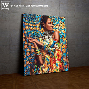 L'image de notre peinture par numéro, sans cadre et sans support, découvrez notre Femme Africaine, et faites votre choix parmis plus de 300 références.
