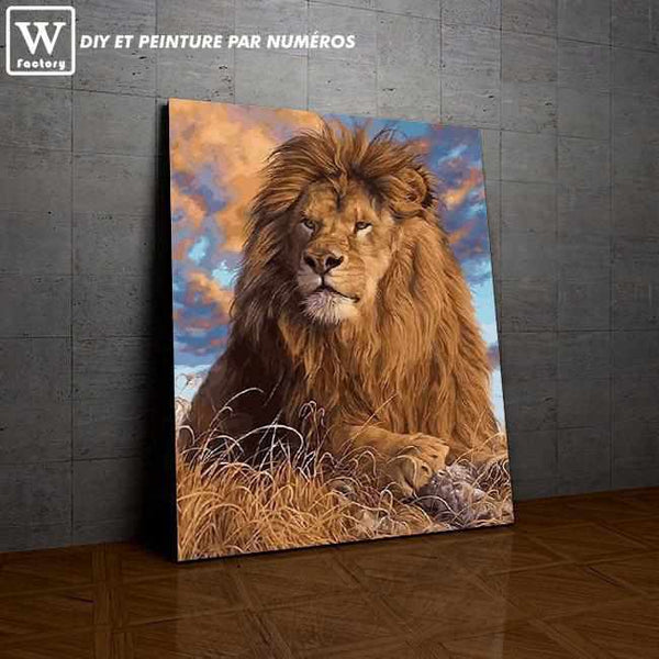 L'image de notre peinture par numéro, sans cadre et sans support, découvrez notre Lion Majestueux, et faites votre choix parmis plus de 300 références.