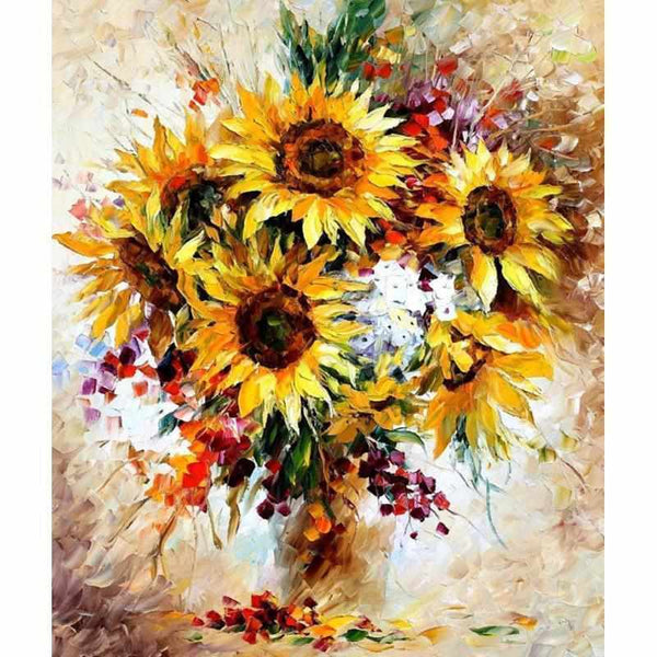 L'image de notre peinture par numéro, sans cadre et sans support, découvrez notre Peinture par numéros - Bouquet de Tournesols, et faites votre choix parmis plus de 300 références.