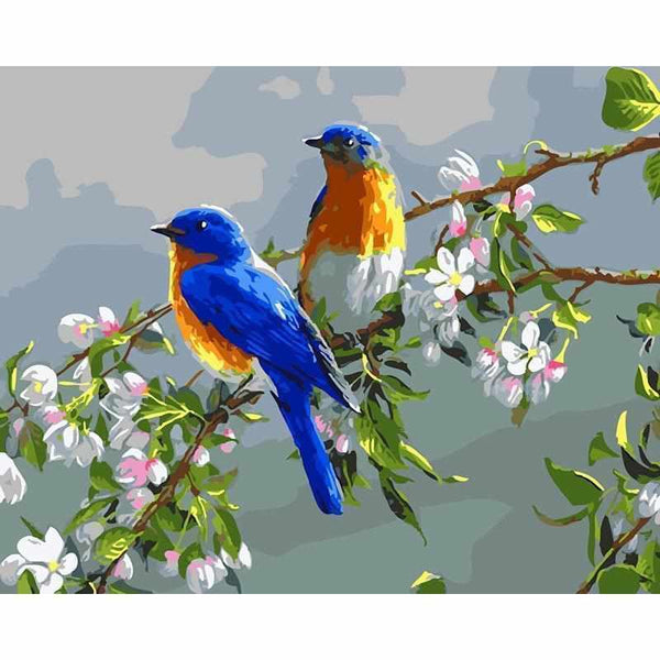 L'image de notre peinture par numéro, sans cadre et sans support, découvrez notre Peinture par numéros - Oiseaux Bleus, et faites votre choix parmis plus de 300 références.
