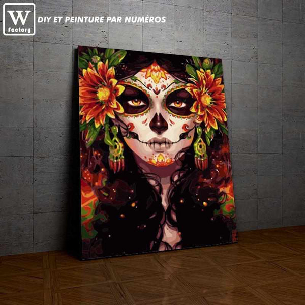 L'image de notre peinture par numéro, sans cadre et sans support, découvrez notre Skull Girl, et faites votre choix parmis plus de 300 références.