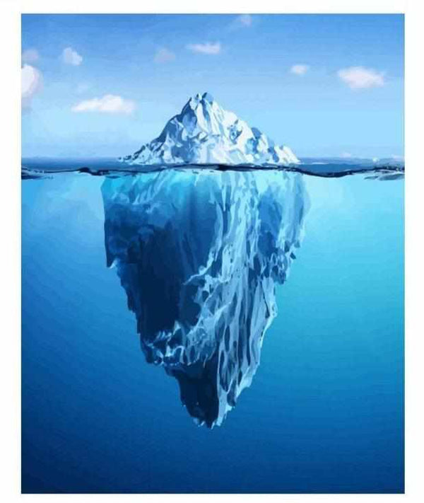 Pinceaux et toile de la peinture par numéro : Iceberg