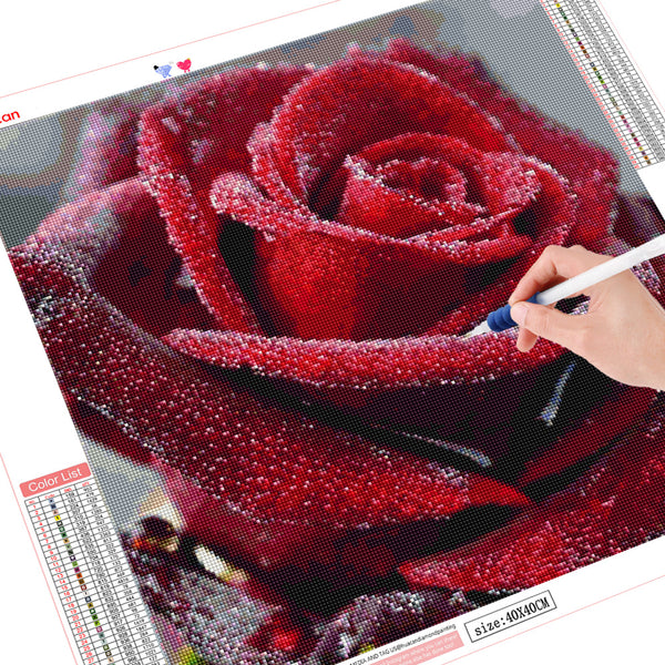 Images et détails de broderie diamant en image pour la peinture Broderie Diamant - Rose du Matin, de la collection paysages et flores - Wall Factory