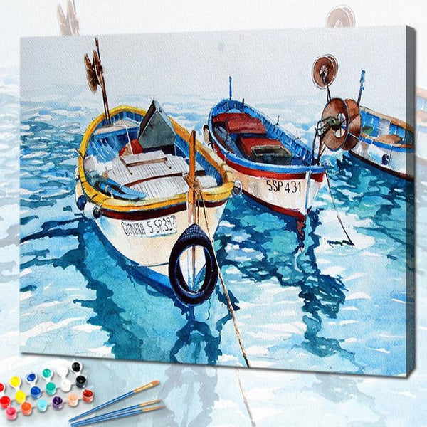 Les Deux Barques de la collection nouveauté en peinture par numéro sue Wall Factory
